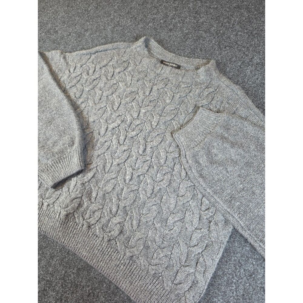 Banana Republic Sweater Women's L Gray Cable Knit Crewneck Pullover Chunky
